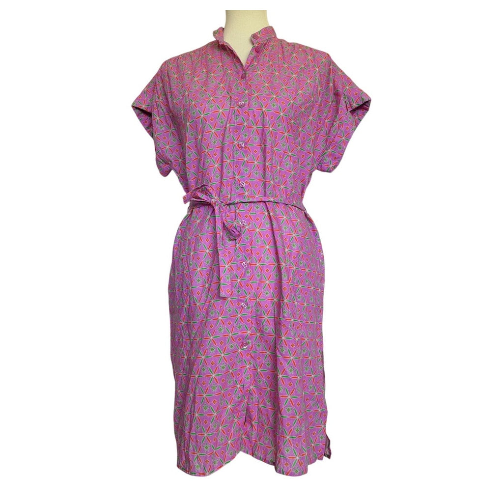 Vilebrequin Button Down Waist Tie Print Shirt Dress - Small