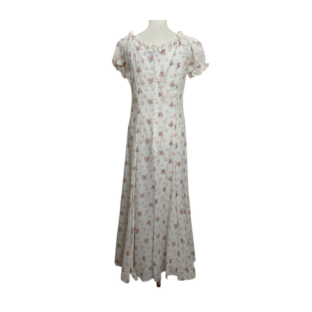 Polo Ralph Lauren Floral Puff Sleeve Maxi Dress - Cream and Pink Floral - Size 10