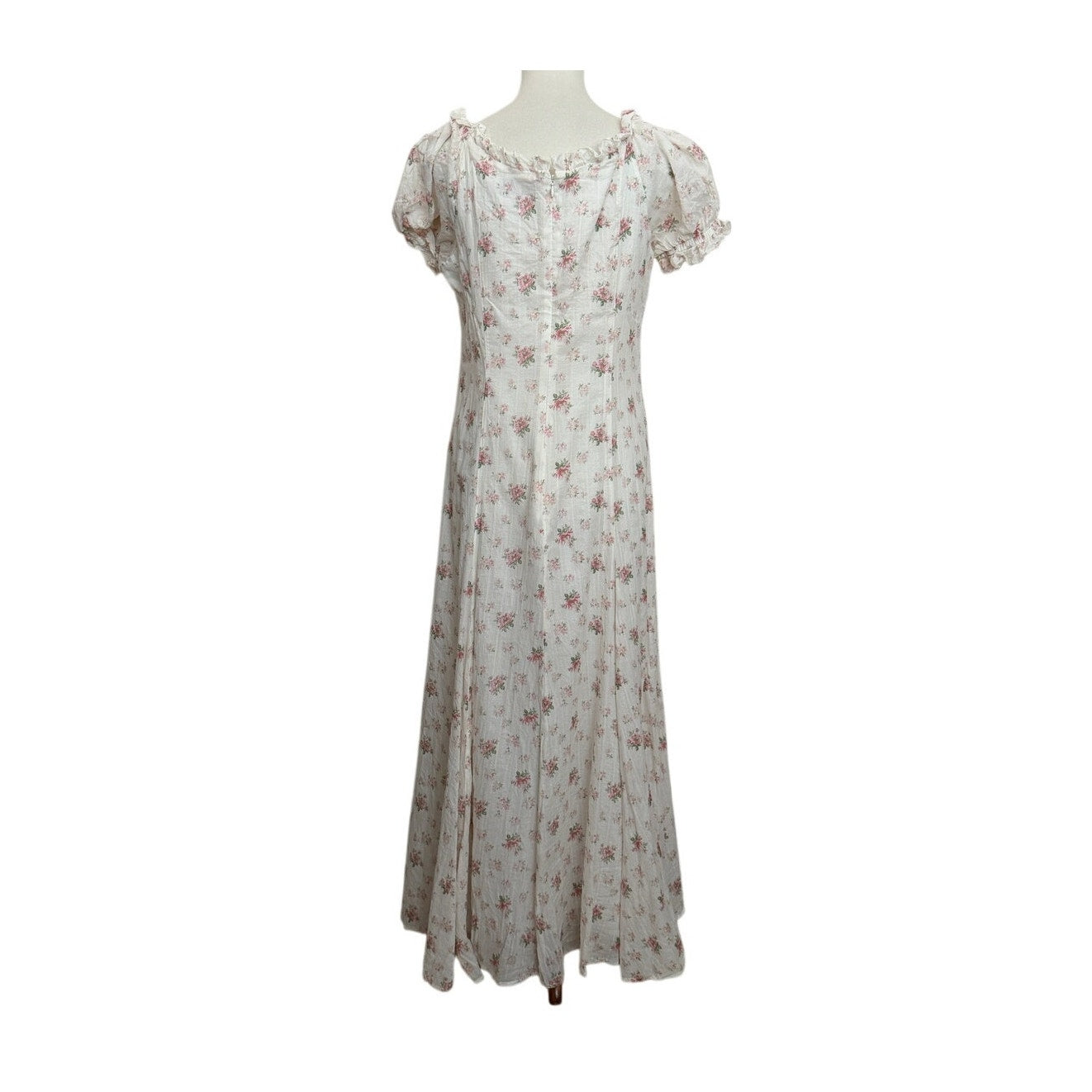 Polo Ralph Lauren Floral Puff Sleeve Maxi Dress - Cream and Pink Floral - Size 10
