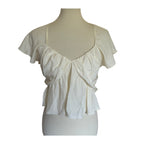 FRAME Women's Shirred Flounce Top - Off White -Size Medium