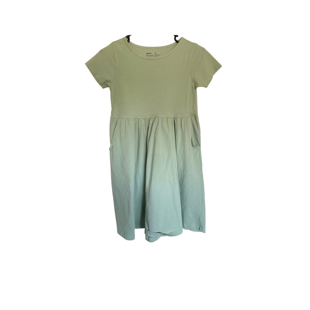 Pact Girls Organic Cotton Skater Dress - Sage Green - Size 10/12