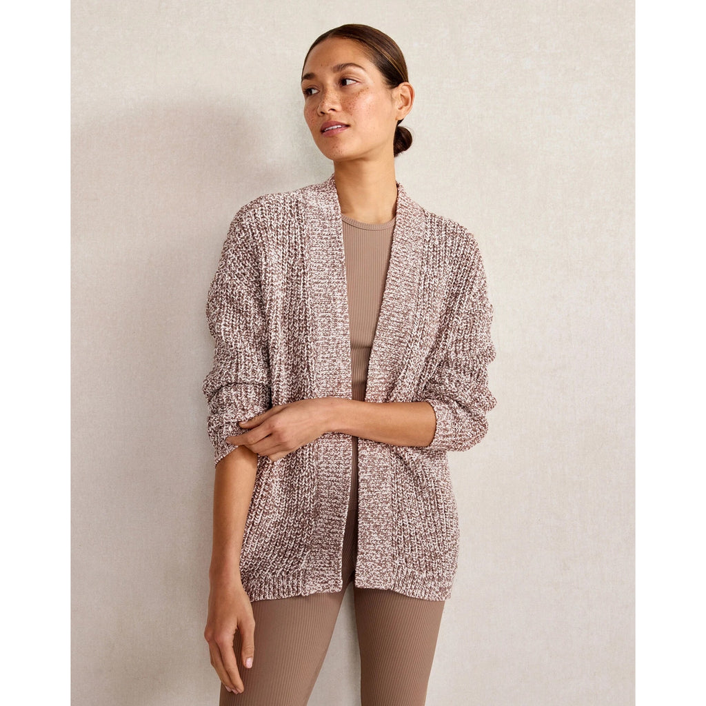 HAVEN WELL WITHIN Marled Knit Cocoon Cardigan - Brown/Cream - Large