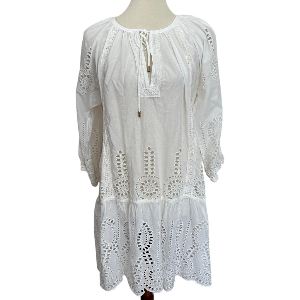 MELISSA ODABASH Ashley Cotton Kaftan Cover Up - White - Size Small