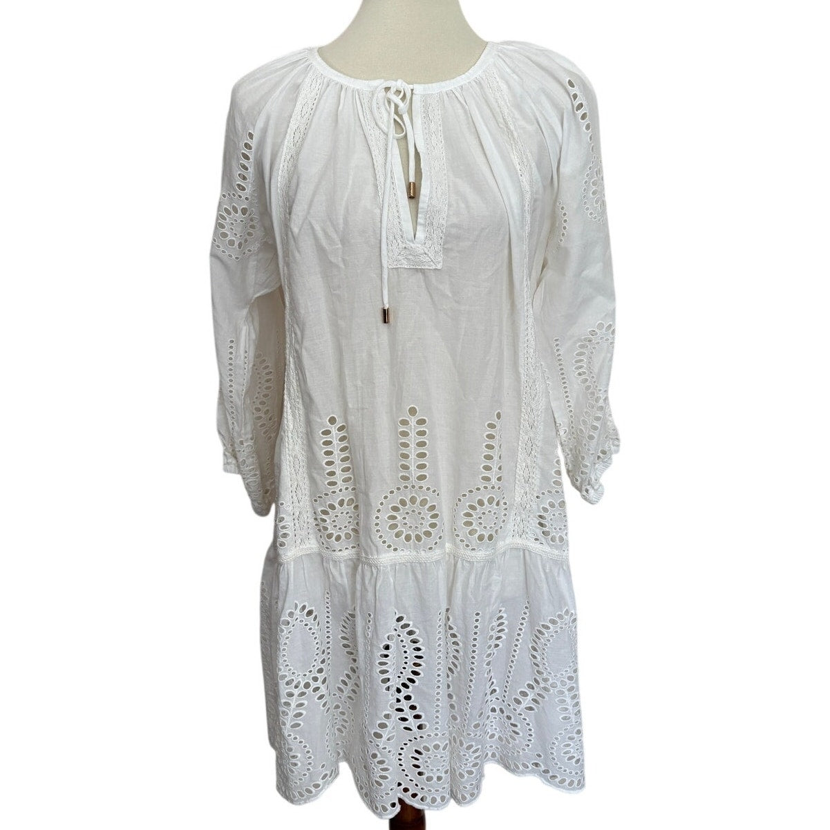 MELISSA ODABASH Ashley Cotton Kaftan Cover Up - White - Size Small