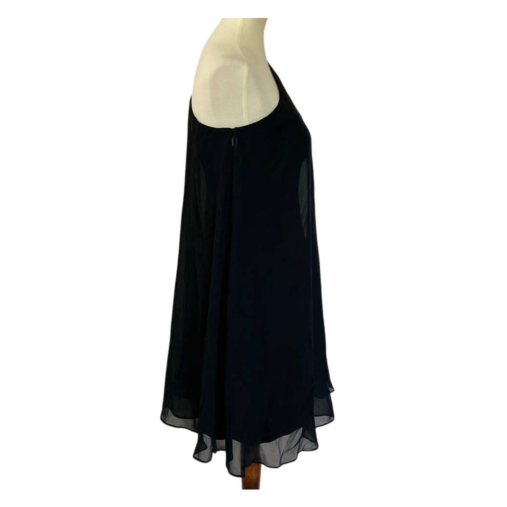 Aidan Mattox Silk One Shoulder Draped Mini Dress -Black - Size 4