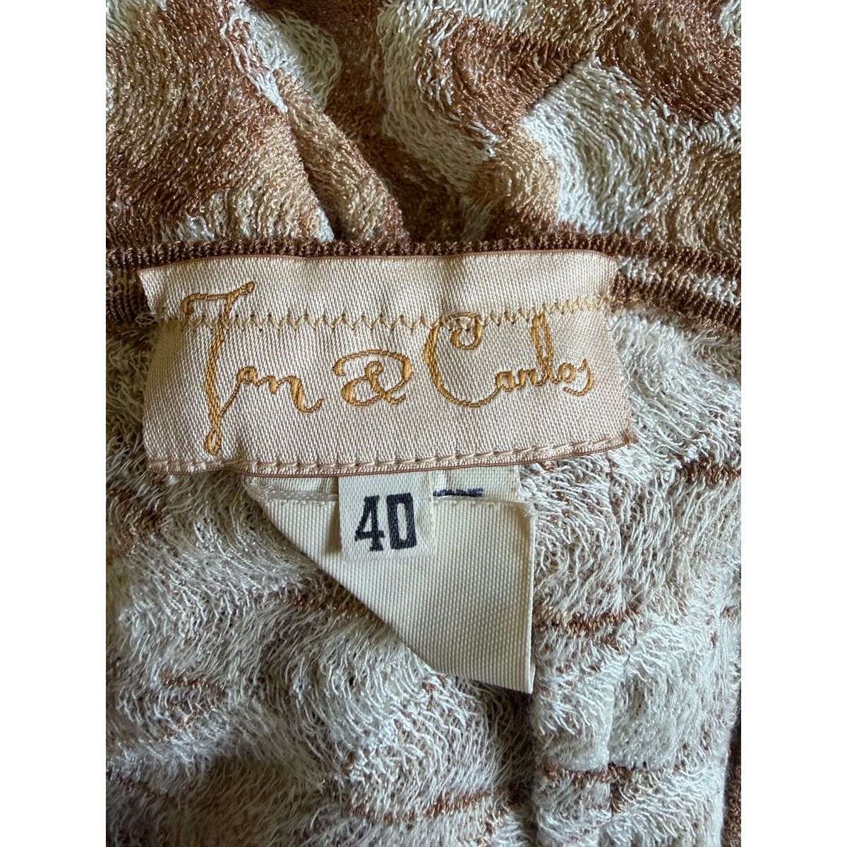 Vintage Jan and Carlos Geometric Pattern Knit Capri Pants - Cream/Tan - Size IT 40 US  6