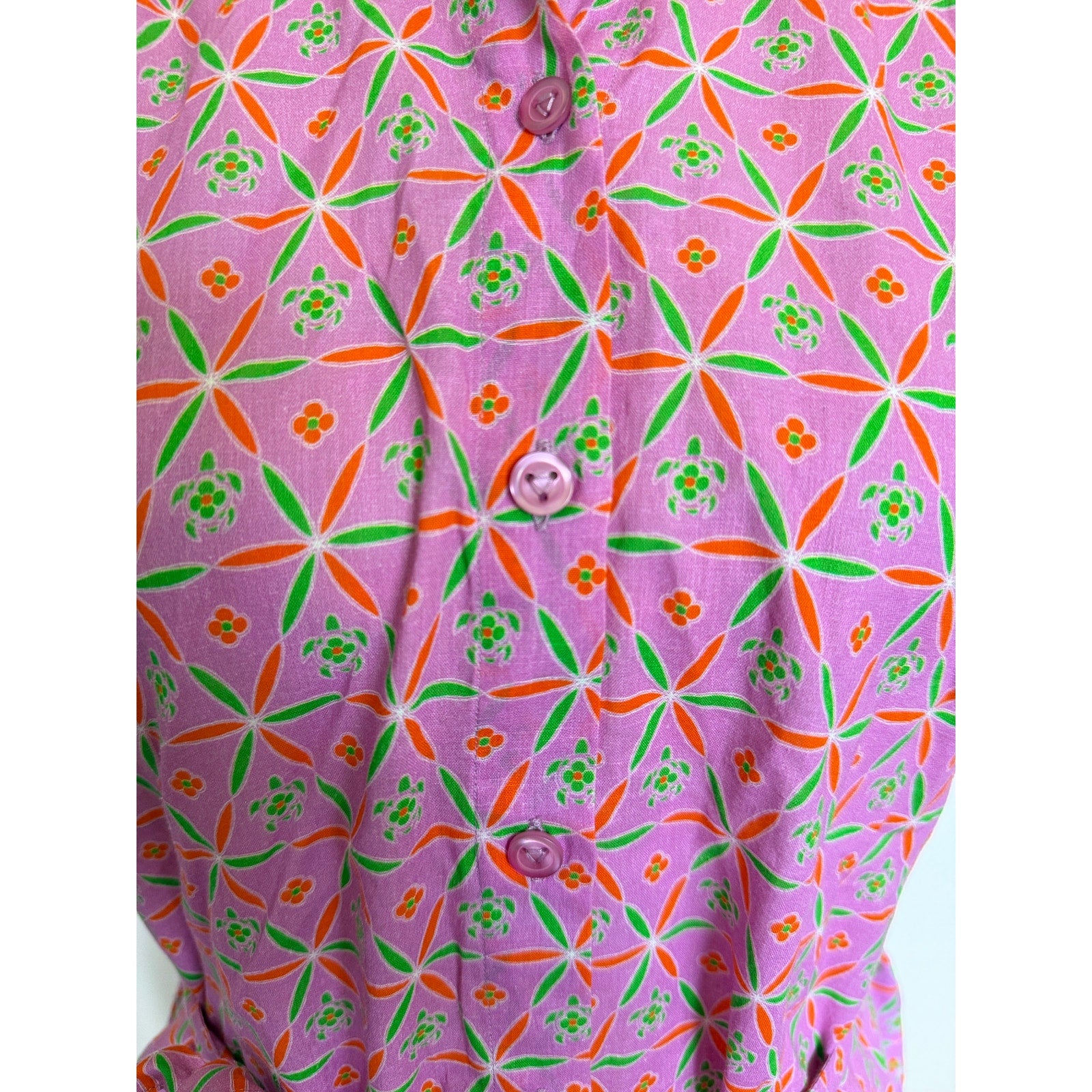 Vilebrequin Button Down Waist Tie Print Shirt Dress - Small