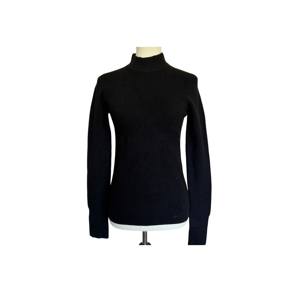 Lunya Waffle Knit Cotton Silk Blend Sweater - Black - Size Small