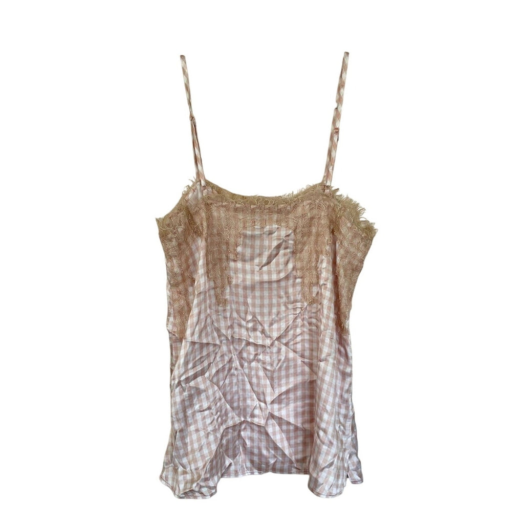 Cami NYC The Sweetheart Lace silk Charmeuse Top - Pink Checked - Size XS