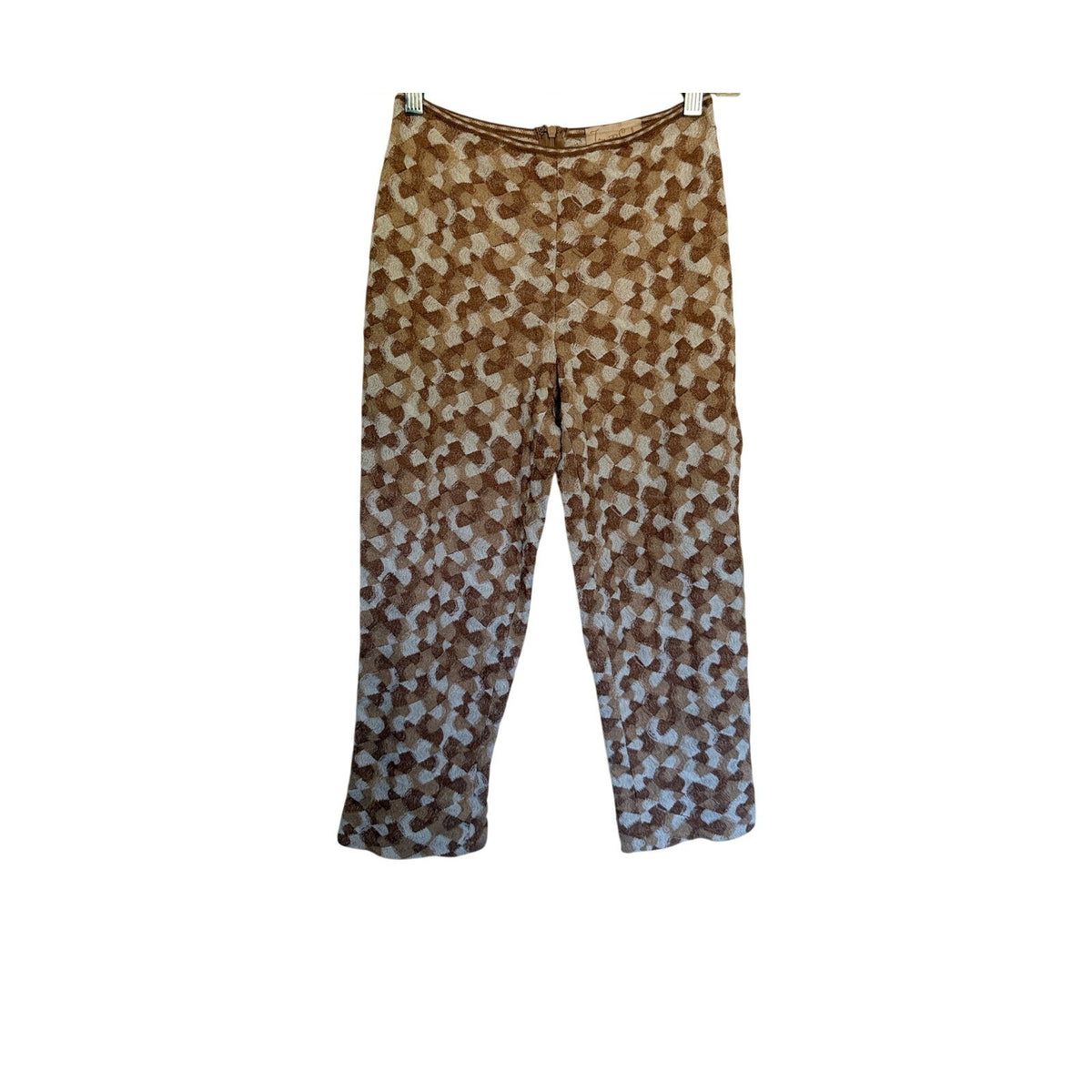 Vintage Jan and Carlos Geometric Pattern Knit Capri Pants - Cream/Tan - Size IT 40 US  6