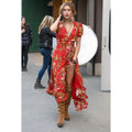 Denim & Supply Ralph Lauren Cotton Wrap Maxi Dress - Red Floral - Size Medium