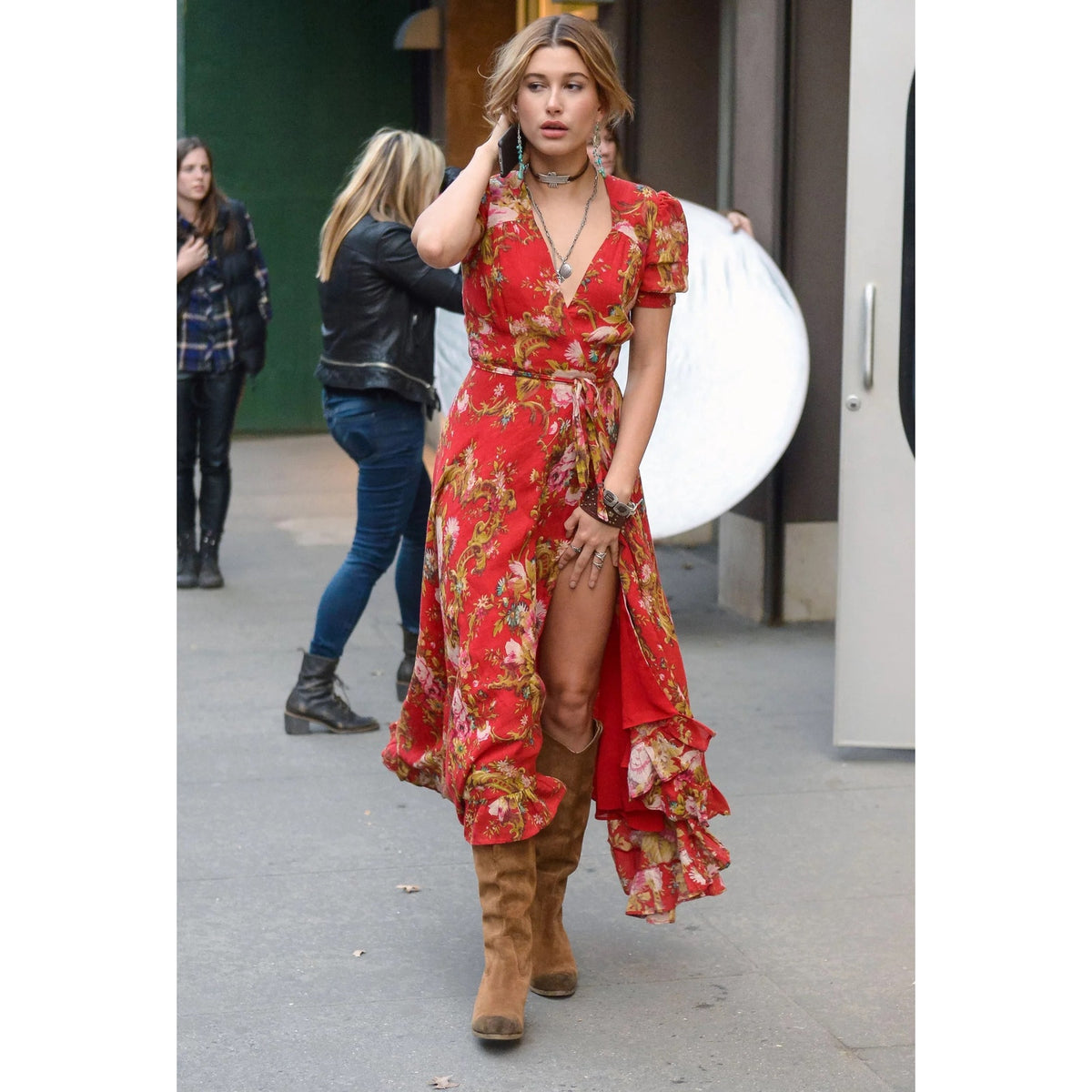 Denim & Supply Ralph Lauren Cotton Wrap Maxi Dress - Red Floral - Size Medium