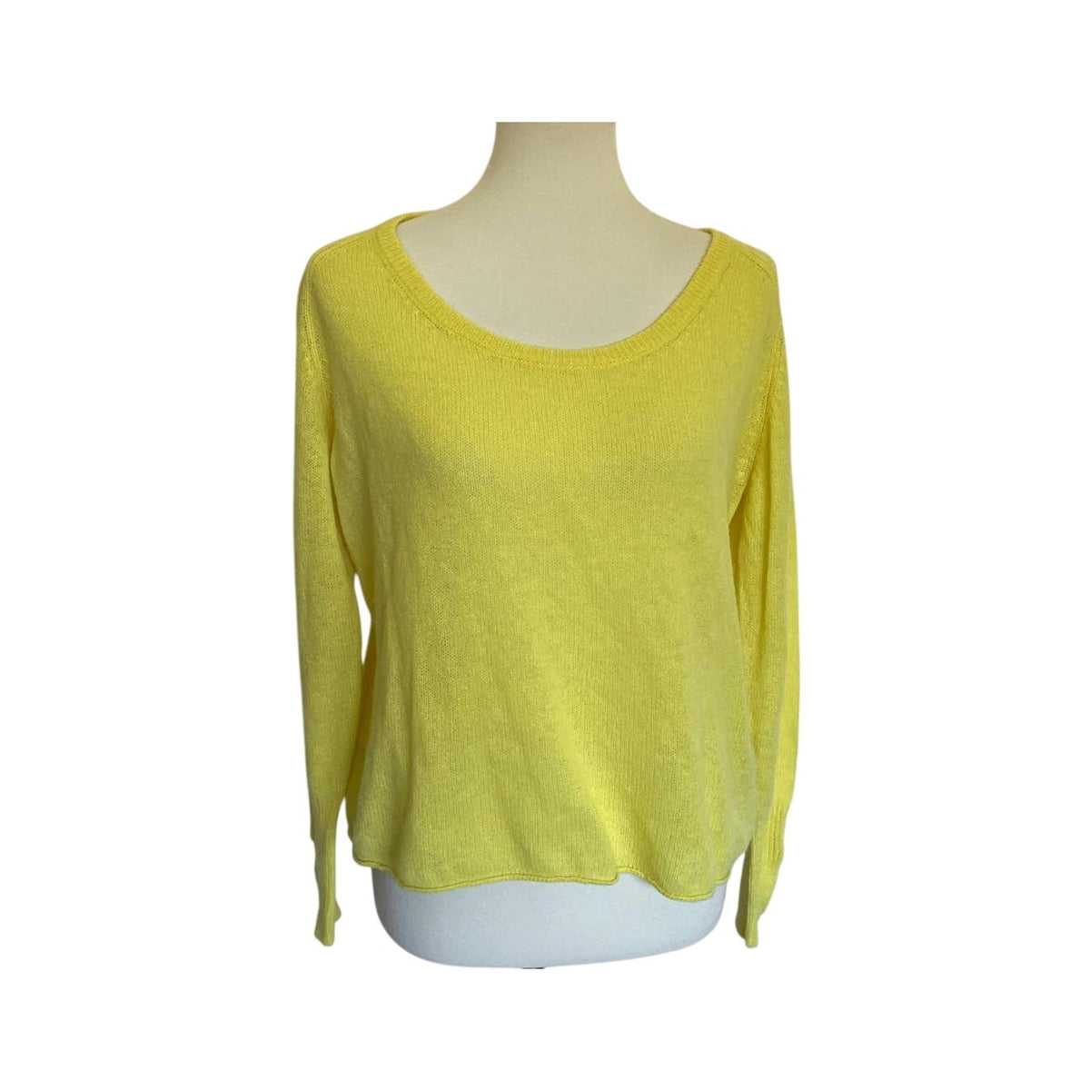 Brodie Fine Cashmere Button Cuff Jumper Sweater - Yellow - Size Small