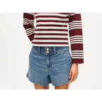 J.Crew women's size 26 denim shorts with stacked buttons in Hickory Wash front view