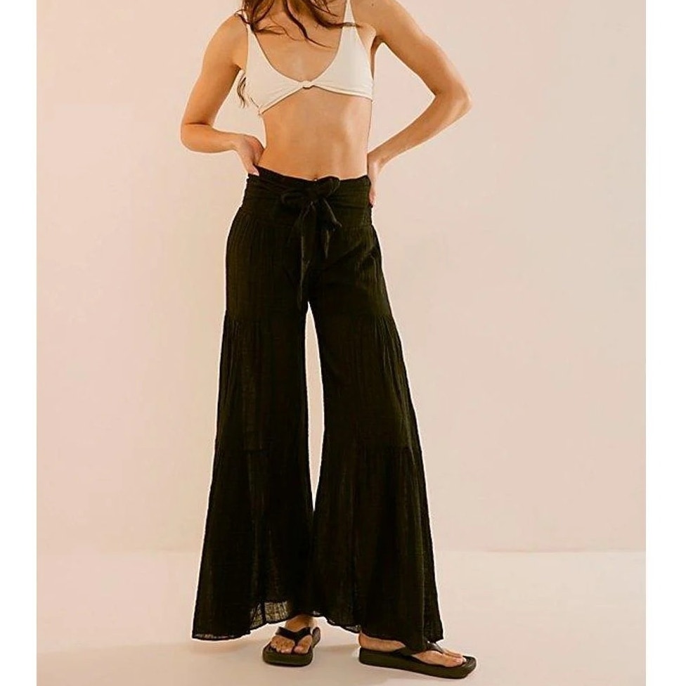 Free People FP One Good Day Wide-Leg Pants - Black - XS