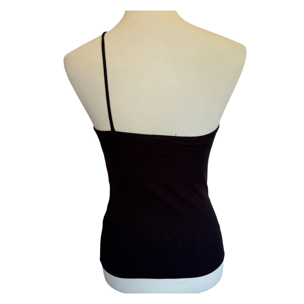 LNA Quinn Asymmetrical One Shoulder Top - Black - Size S