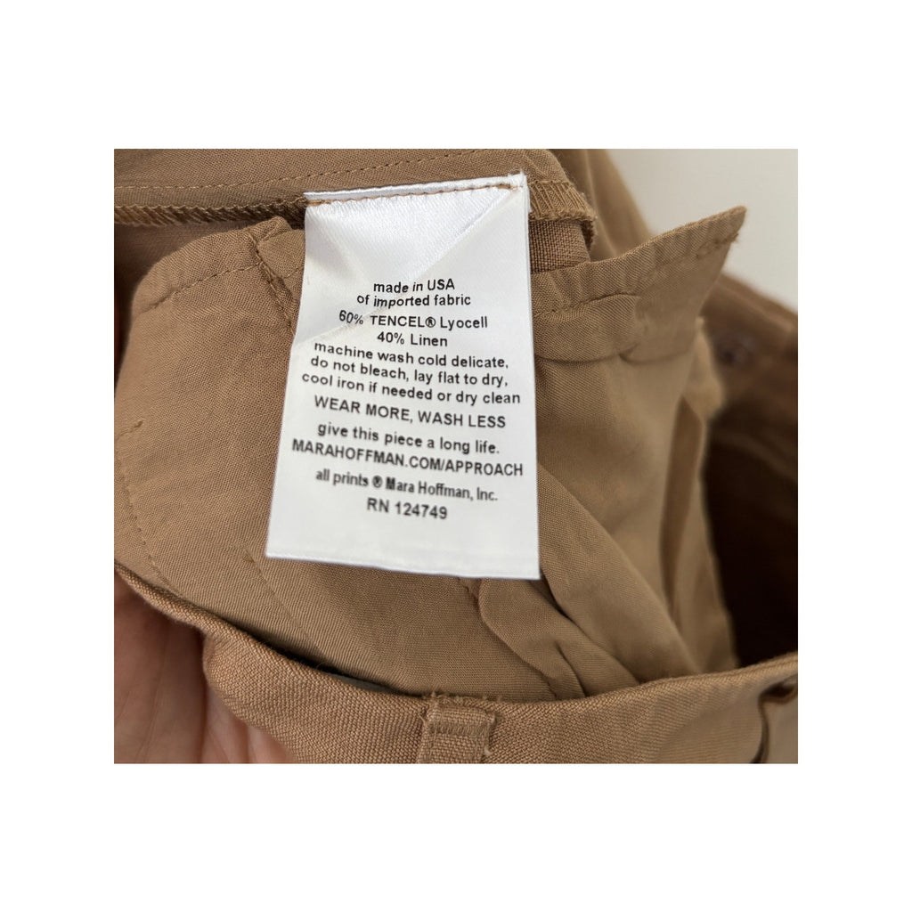 MARA HOFFMAN Dita High Waisted Pleated Pants - Khaki Tan - Size 4