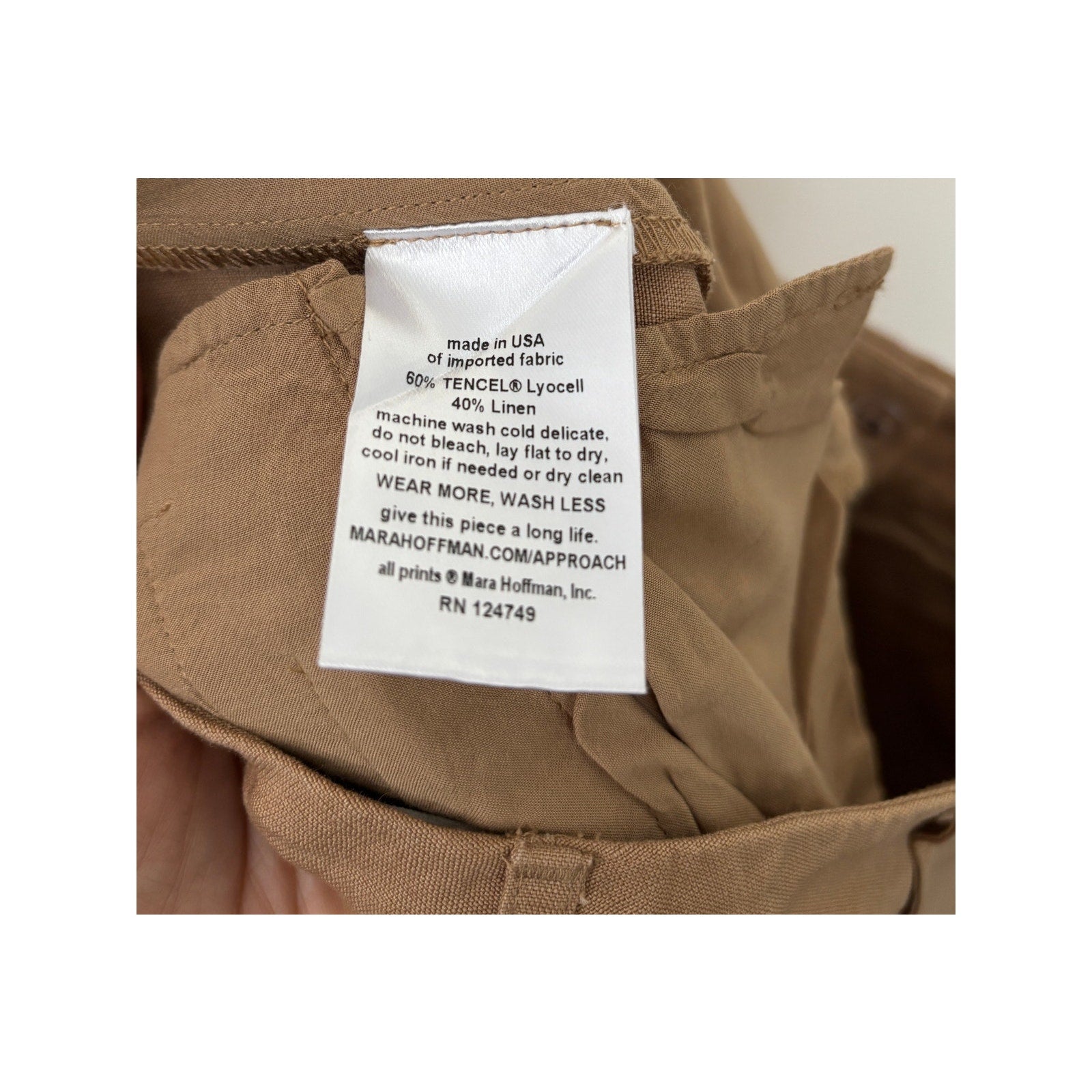 MARA HOFFMAN Dita High Waisted Pleated Pants - Khaki Tan - Size 4