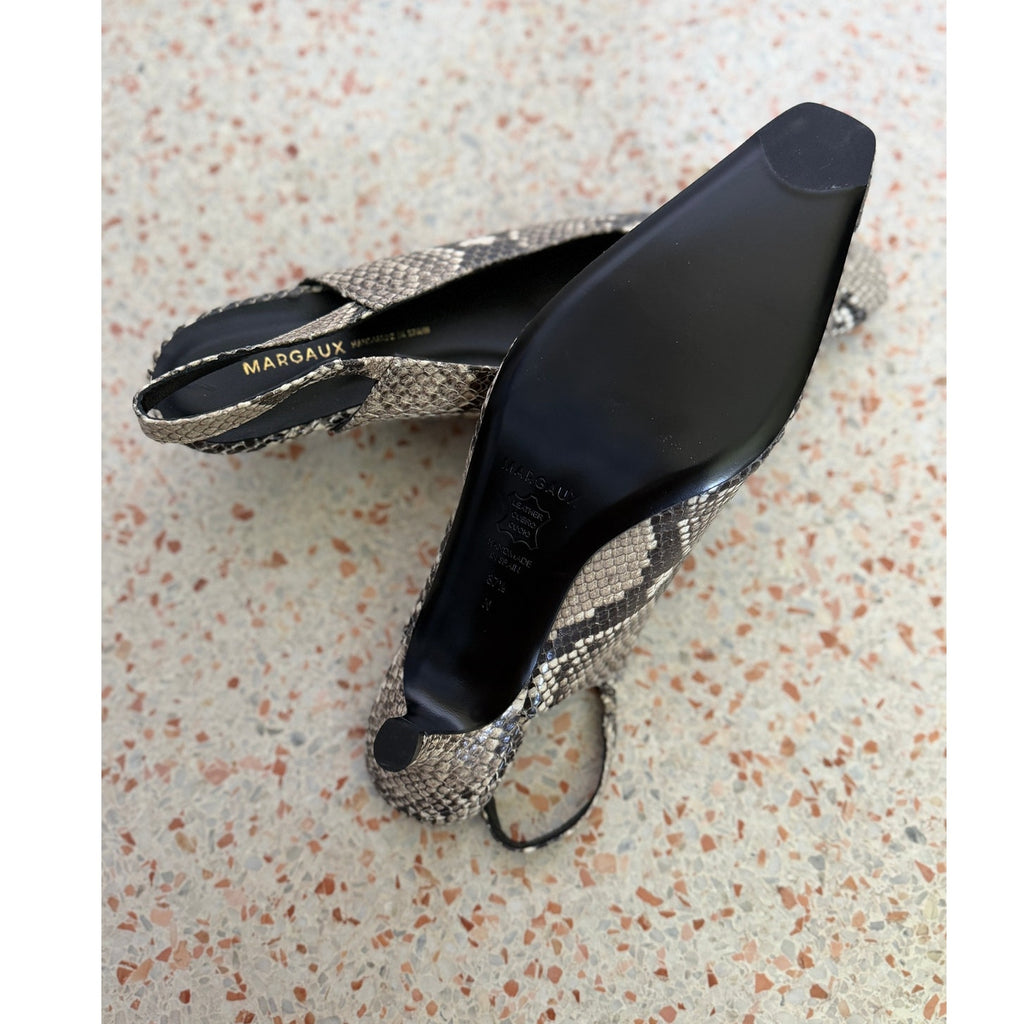 Margaux The Sofia Sling - Natural Python Embossed  - Size 37.5 US 7.5 N