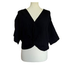 Six Fifty V Neck Half Sleeve Cotton Gauze Top - Black - Small