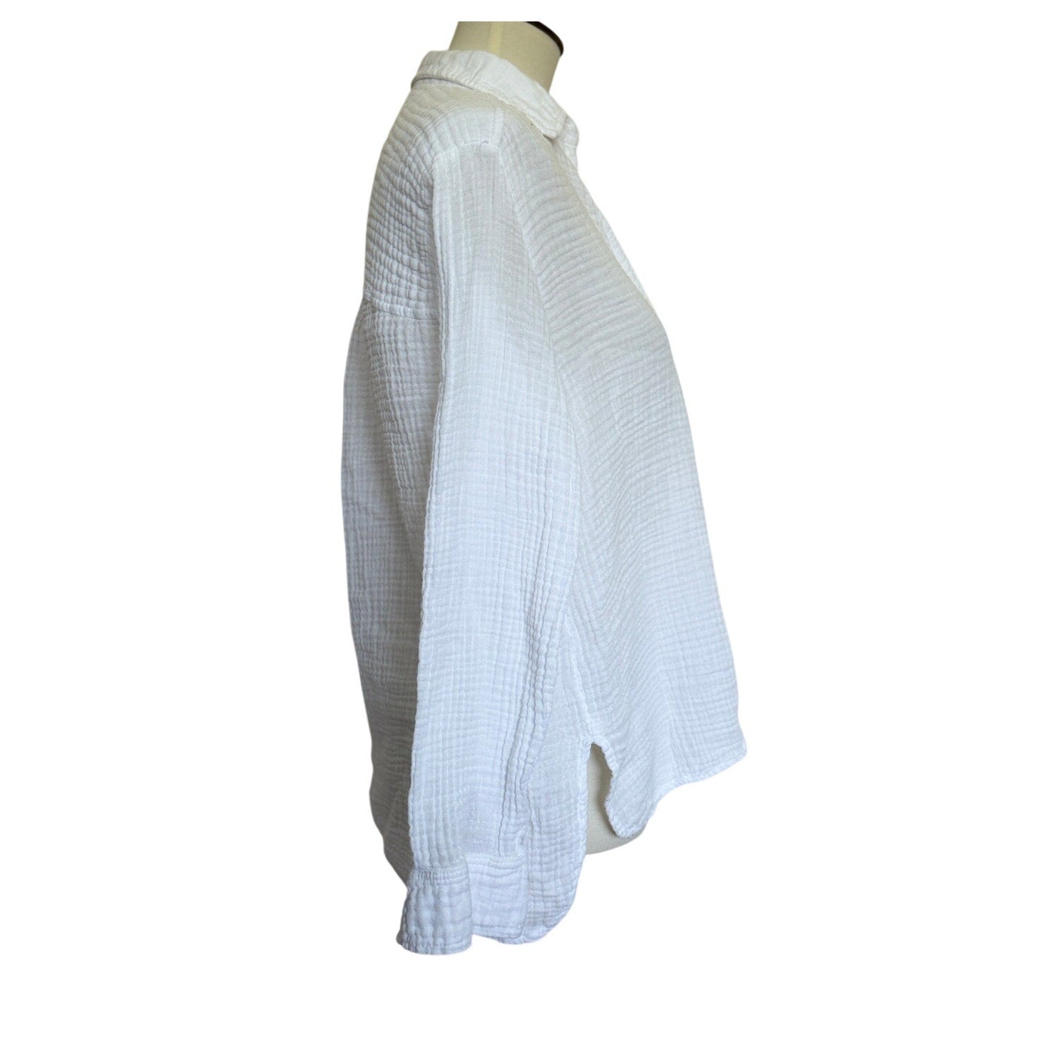 Michael Stars Leo Gauze Button Down Shirt - White - XS