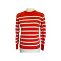 KULE Cashmere Striped Crew Neck Sweater - Orange / Cream - Size Small