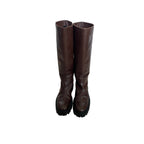 Zara Tall Brown Leather Chunky Boot - Size 38 / 8