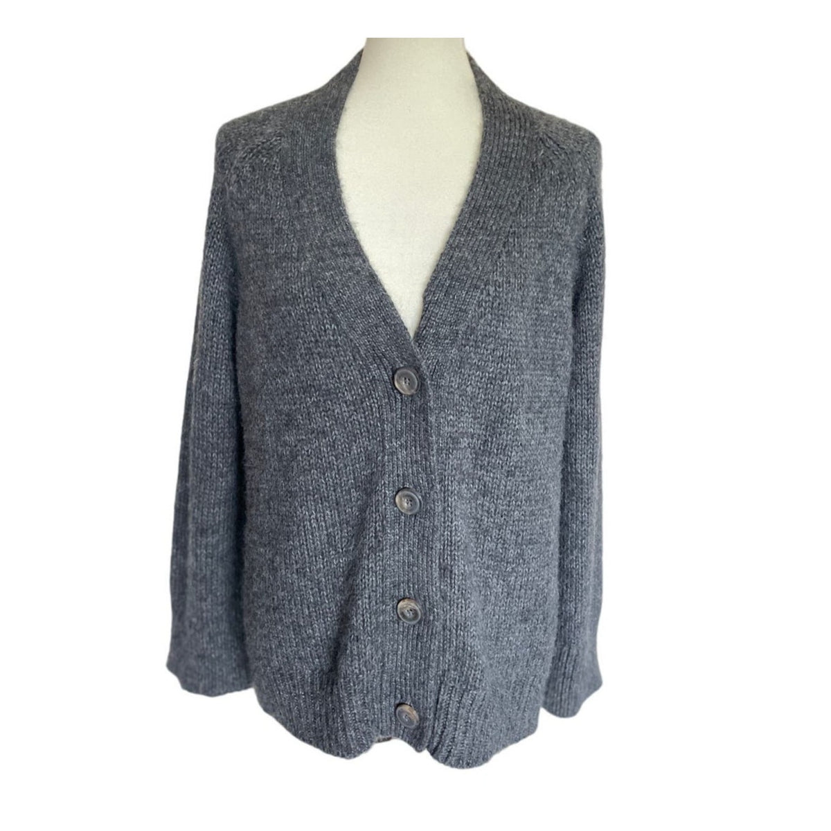 New Velvet by Graham & Spencer Alpaca Oversized Cardigan - Gray - Size Extra Small