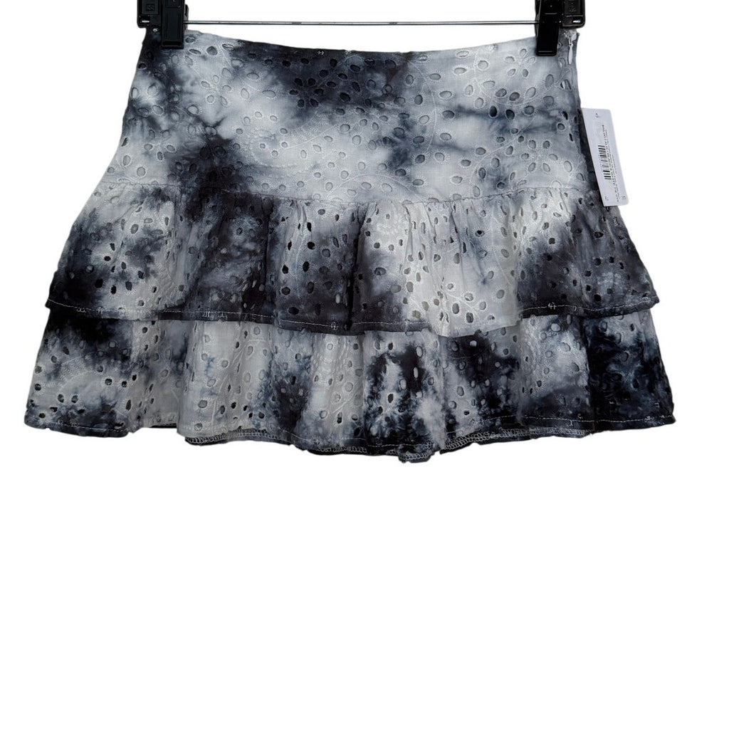KATIE J NYC Tween Lilly Ruffle Eyelet Skirt - Black/ White - XL/14