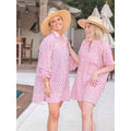 Holly Shae Sea Horse Print Shirt Dress - Pink / White - One Size