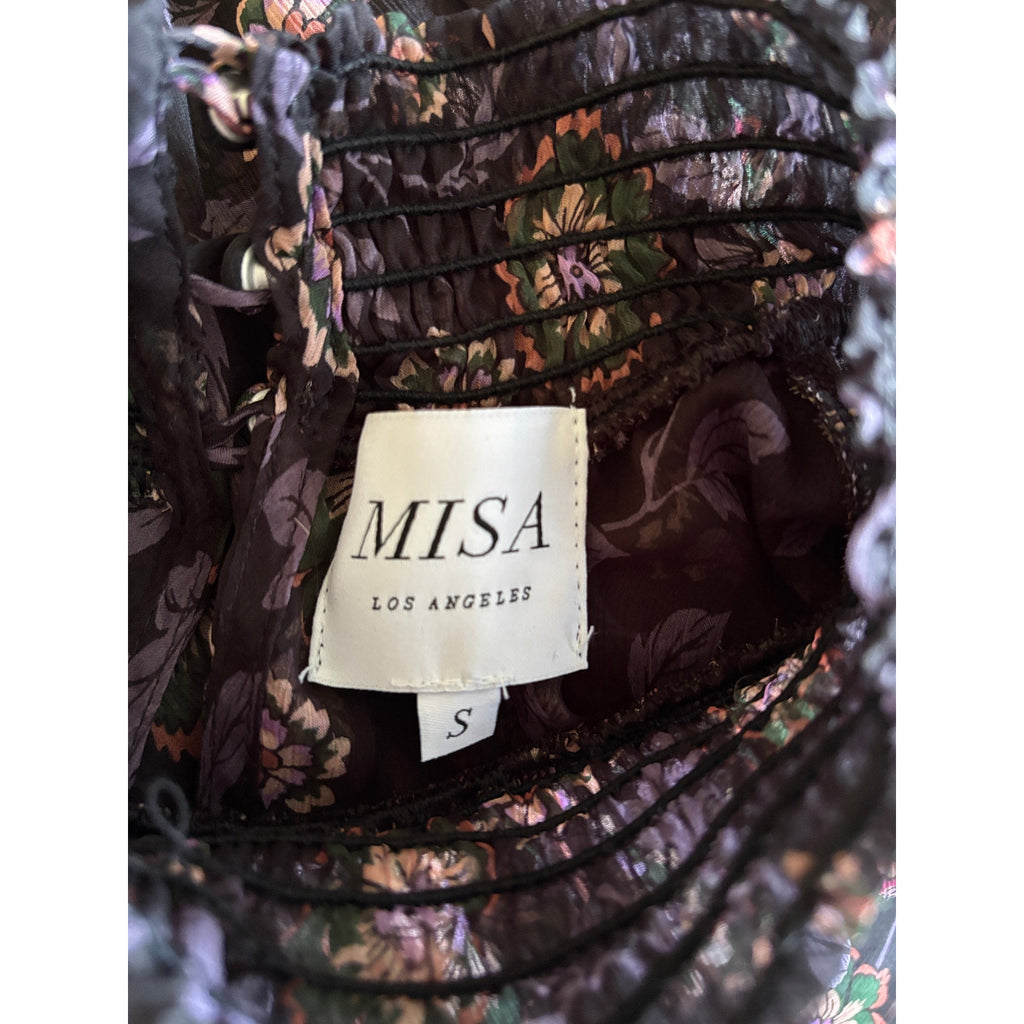 MISA Bethany Floral Chiffon Midi Dress - Nightshade Floral - Size Small