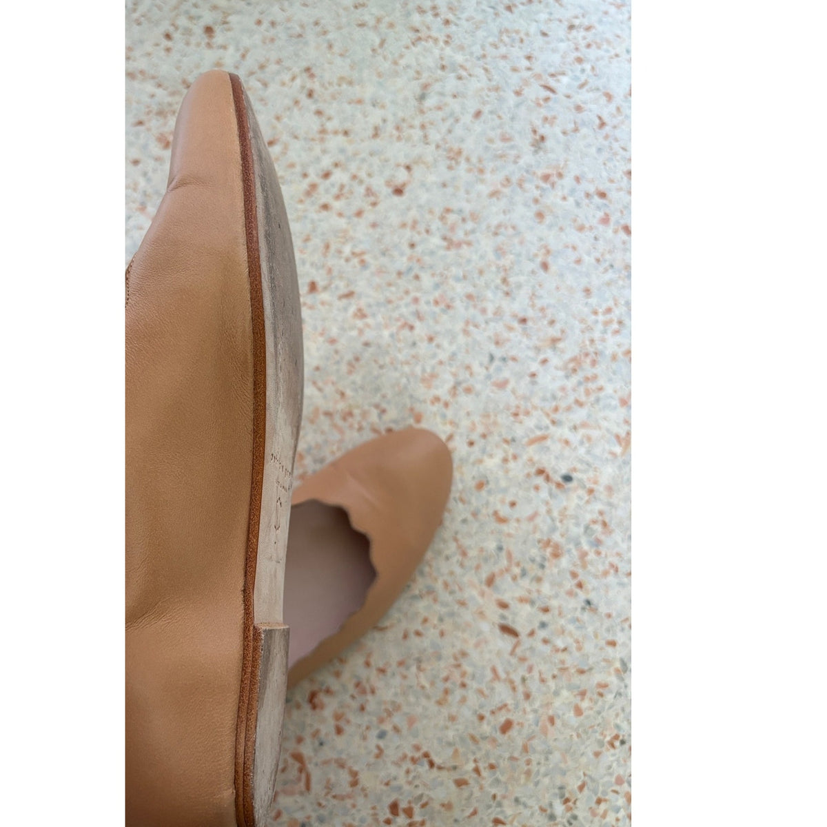 Patricia Green Palm Beach Scalloped Ballet Flat - Beige - Size 7