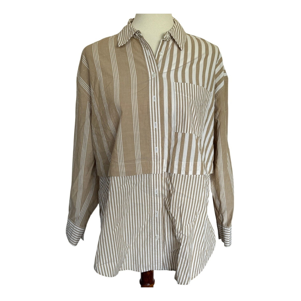 Madewell Modular Oversized Button-Up Shirt - Mixed Stripe - Small