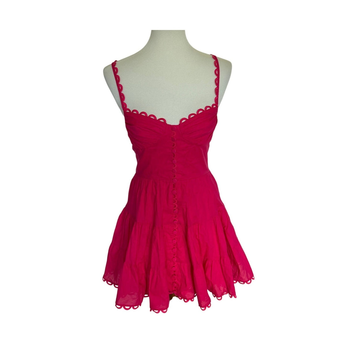 Charo Ruiz Ibiza Angy Cotton Mini Dress - Solid Fuchsia - Size Small