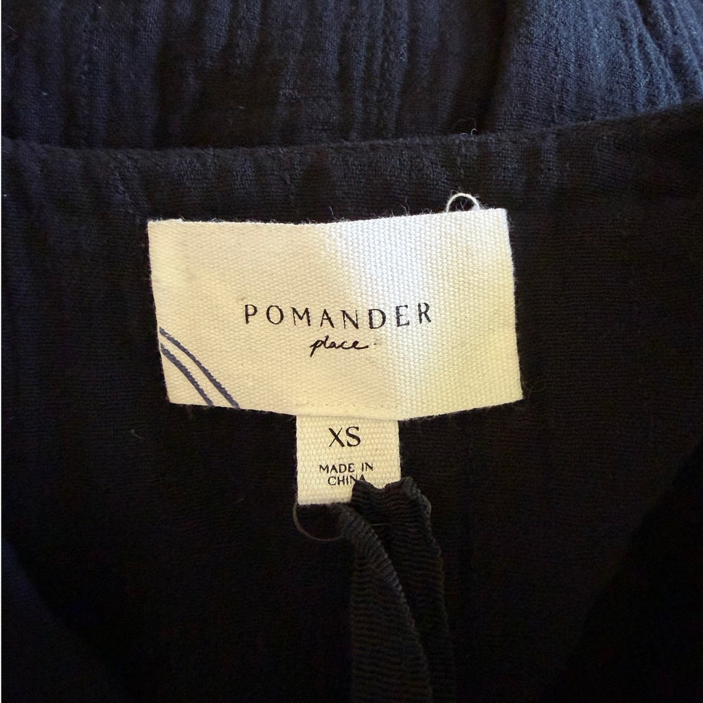 Pomander Place Millie Cotton Gauze Dress - Black - Extra Small