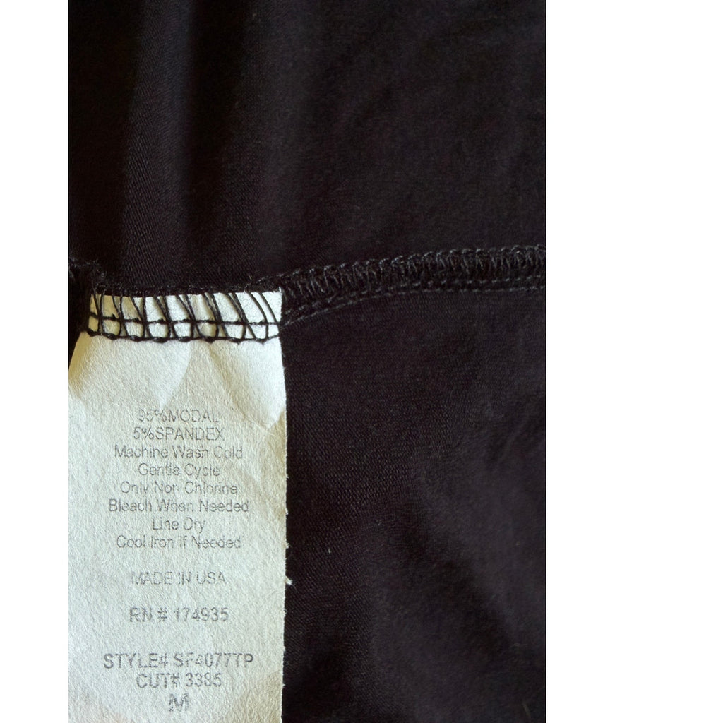 SIX/FIFTY Cowl Neck Sheer Sleeve Blouse - Black - Size Medium