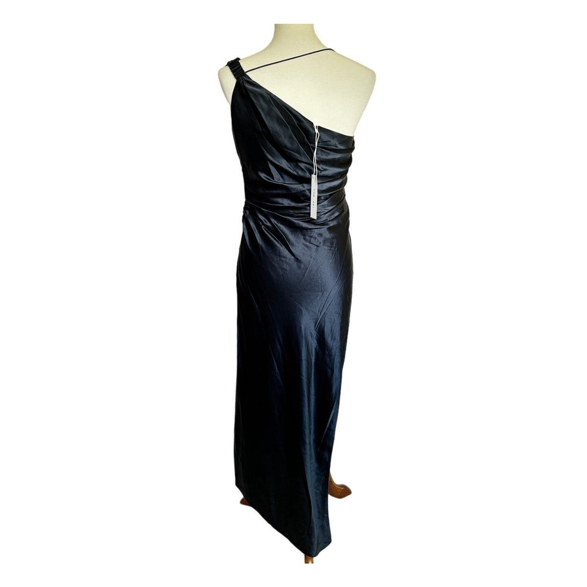 New The Sei Silk Asymmetric Bardot Midi Dress - Ink - Size 6