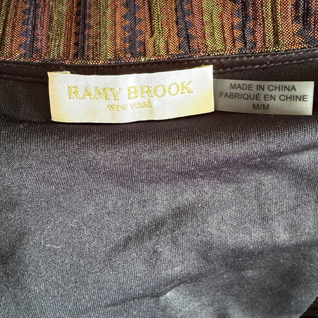 RAMY BROOK Serena Metallic Sleeveless Top - Navy Combo Lame - Size Medium