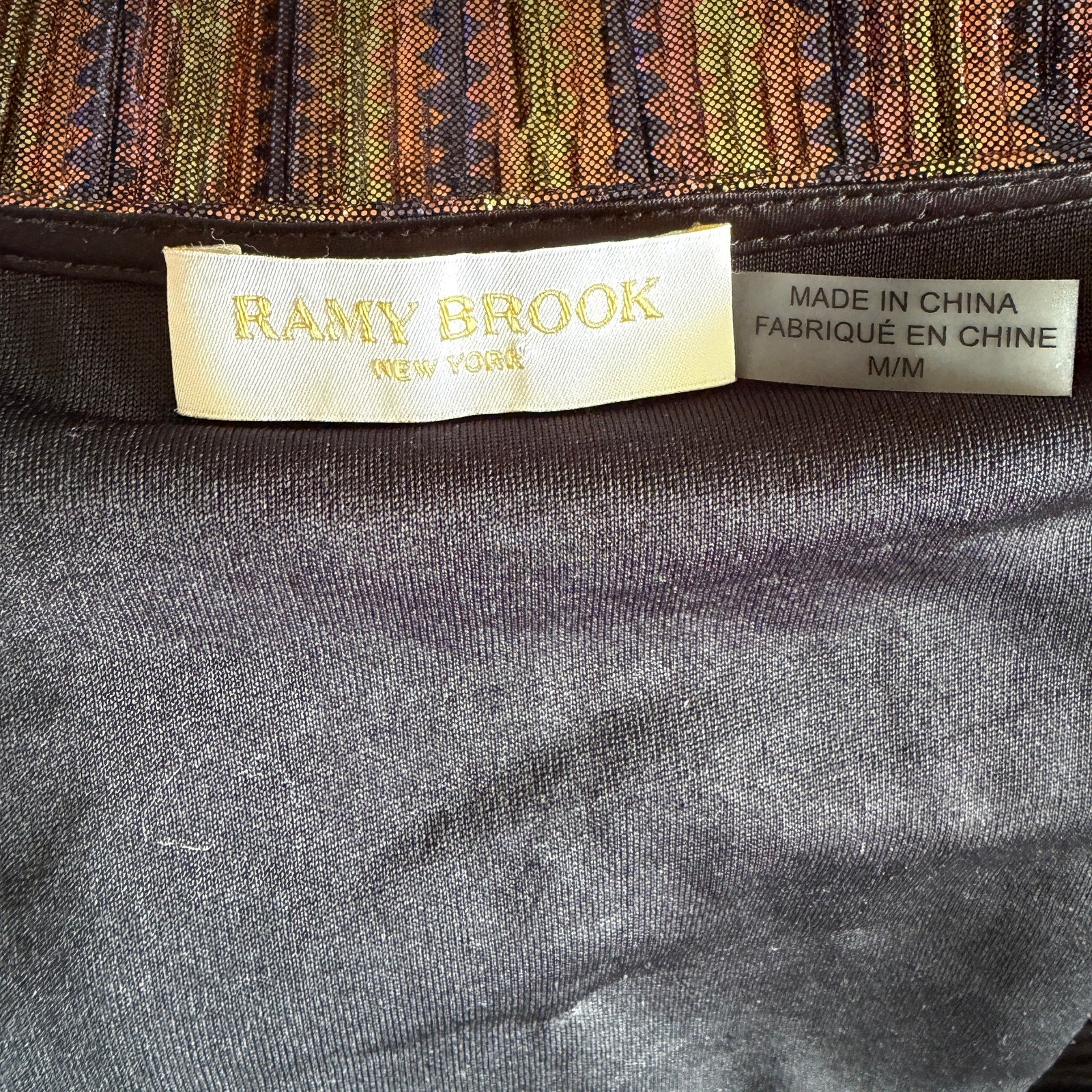 RAMY BROOK Serena Metallic Sleeveless Top - Navy Combo Lame - Size Medium
