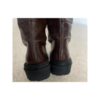 Zara Tall Brown Leather Chunky Boot - Size 38 / 8