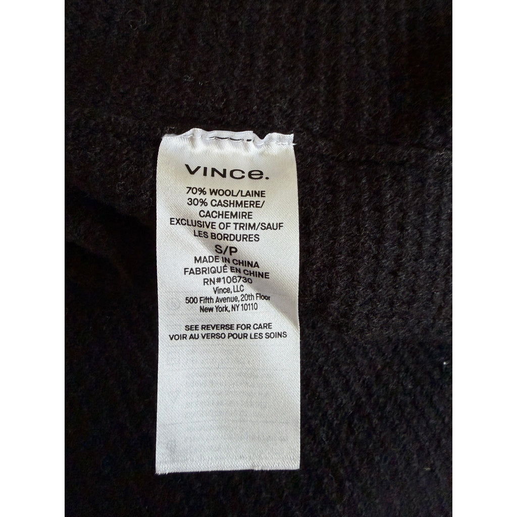 VINCE Wool Cashmere Wrap Cardigan - Black - Small