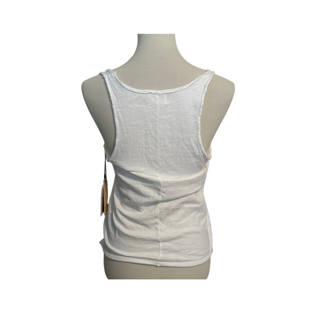 Nation LTD Cotton White Rolled Edge Tank Top - White - Size Small