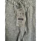 New J.CREW Slim Wide Leg Cotton Linen Pant - Striped Black / Cream - Size 4