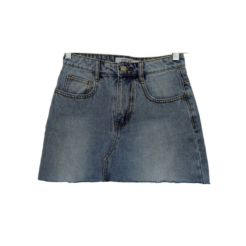 Parke Cutoff Denim Skirt - Blue - Size Small