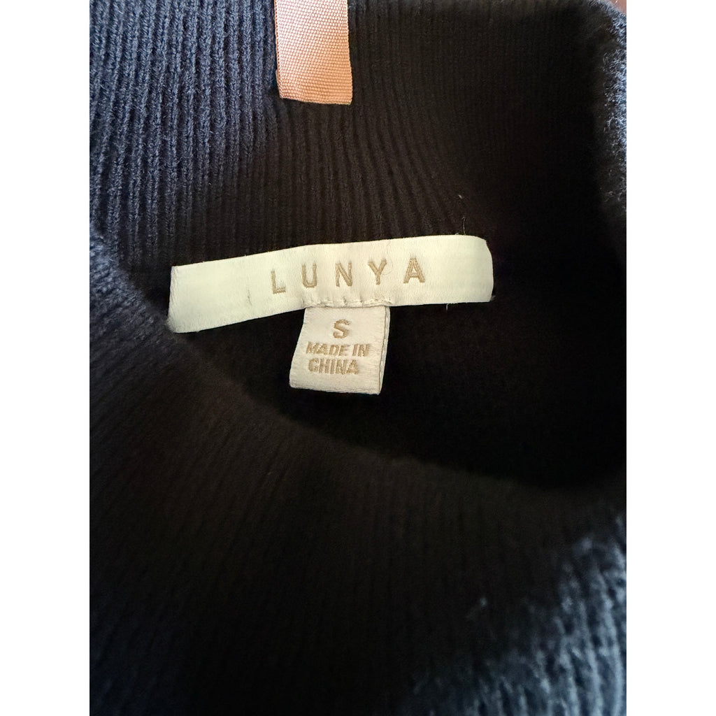 Lunya Waffle Knit Cotton Silk Blend Sweater - Black - Size Small
