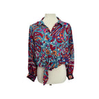 Ba&sh Martha Printed Cropped Blouse - Bleu Print - Size Medium / 6