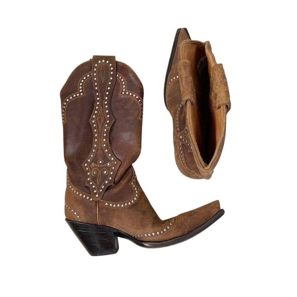 Old Gringo Studded Leather Boots -Tan Brown - Size 6