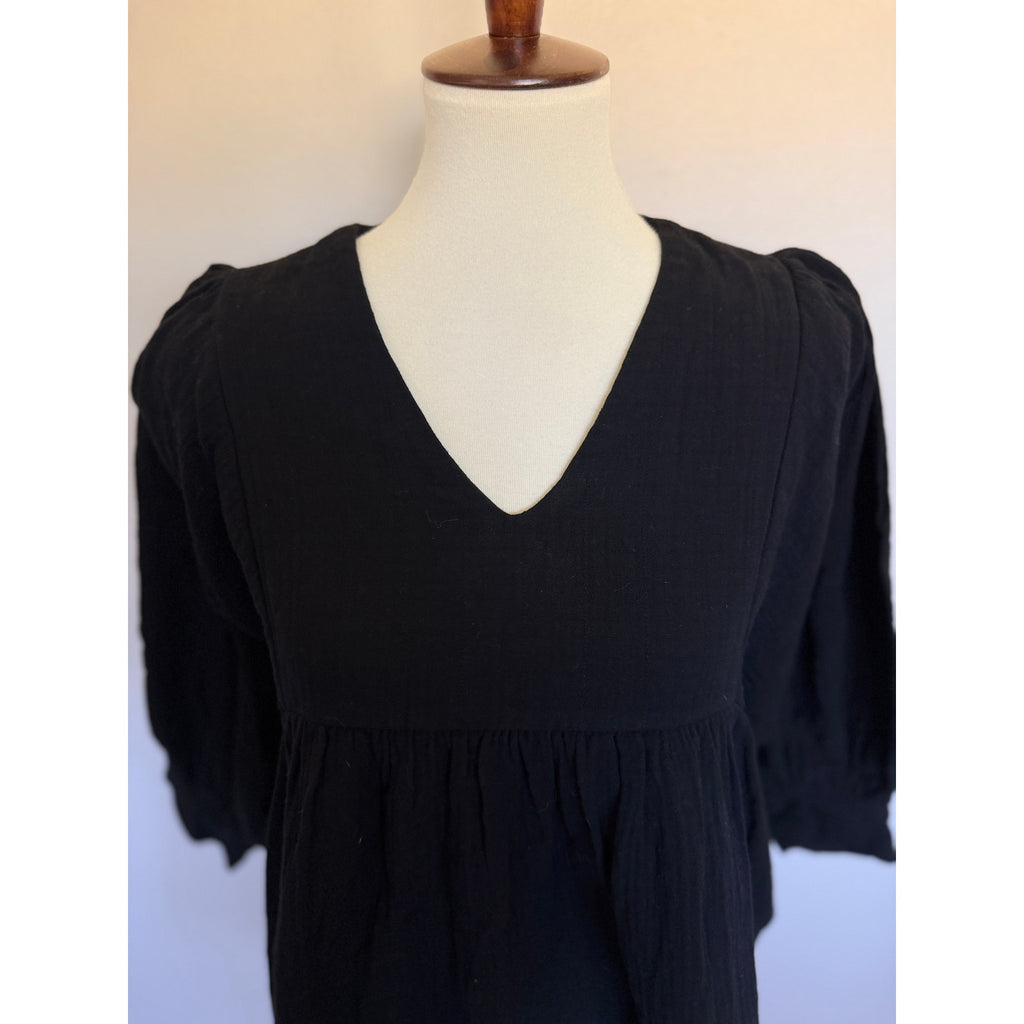 Pomander Place Millie Cotton Gauze Dress - Black - Extra Small