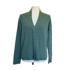 VINCE Ribbed Wool Cashmere Cardigan - Forest Green - Size Small