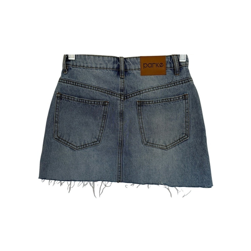 Parke Cutoff Denim Skirt - Blue - Size Small